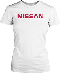 Футболка женская. Надпись Nissan.