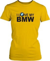Футболка женская. I love my BMW.