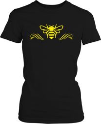 Футболка женская. Желтая пчела в орнаменте.
